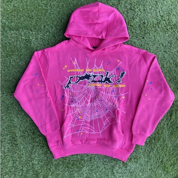 Pink Spider Web Kids Hoodie - Picture 1 of 5